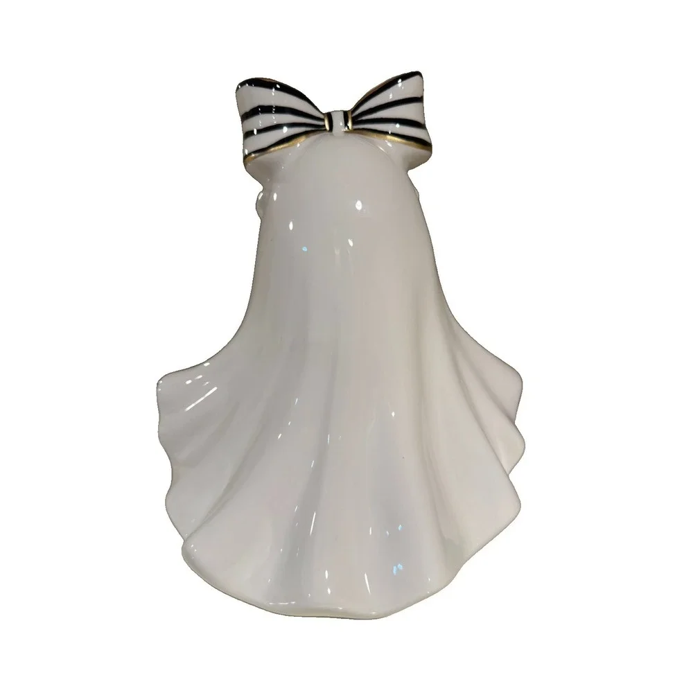 Goblin & Ghoul Halloween Light Up Ghost Girl with Black & White Striped Bow NWT